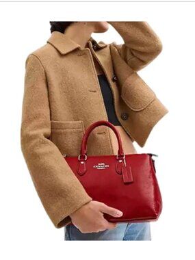 Coach Georgia Satchel Red Crinkle Patent Leather Crossbody Bag CV942 NWT